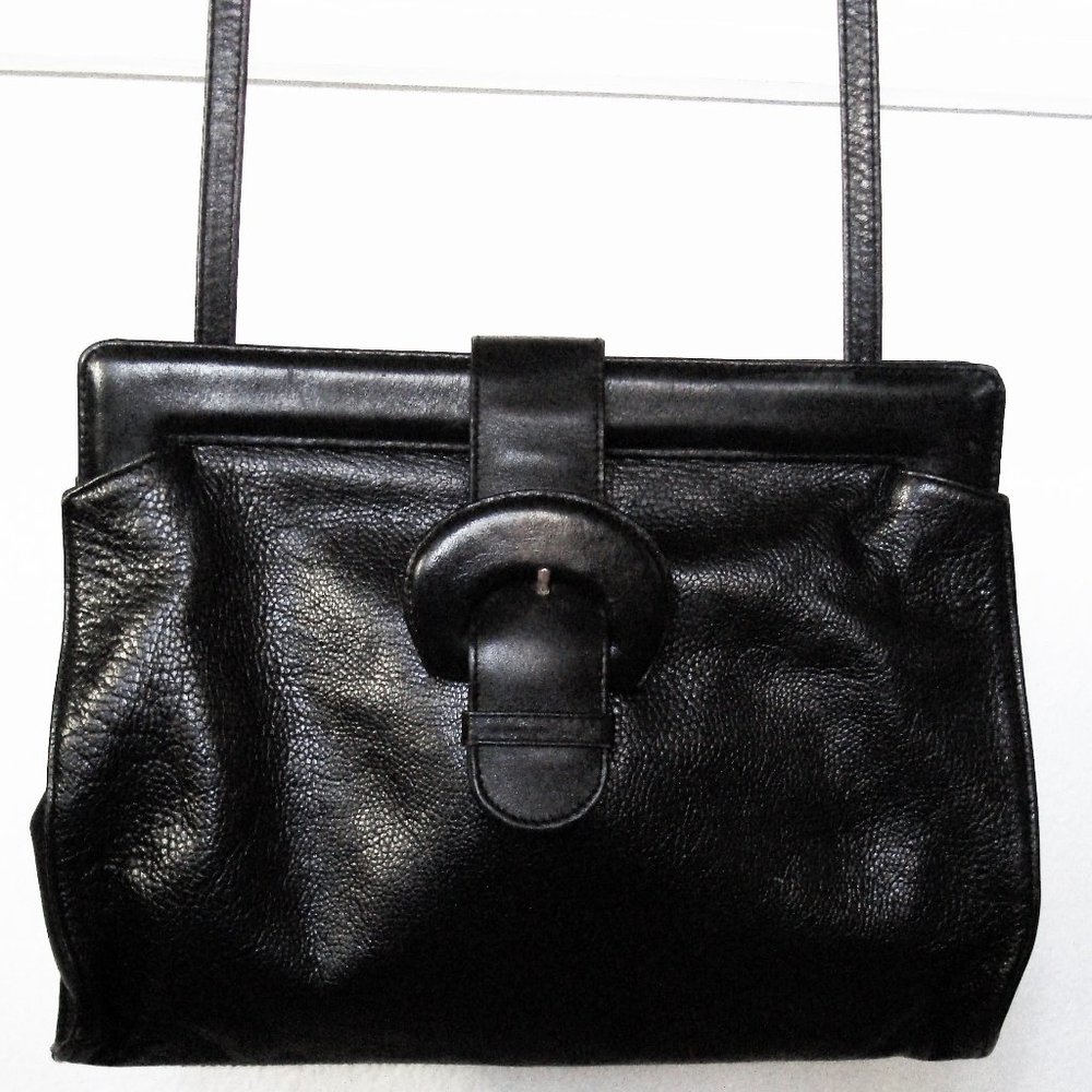 Vintage I. Magnin Black Leather Crossbody Bag